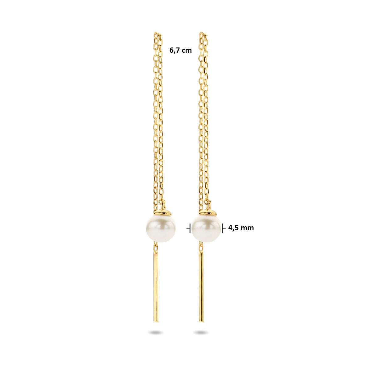 Orecchini pull-through in oro giallo 9k con perla d'acqua dolce