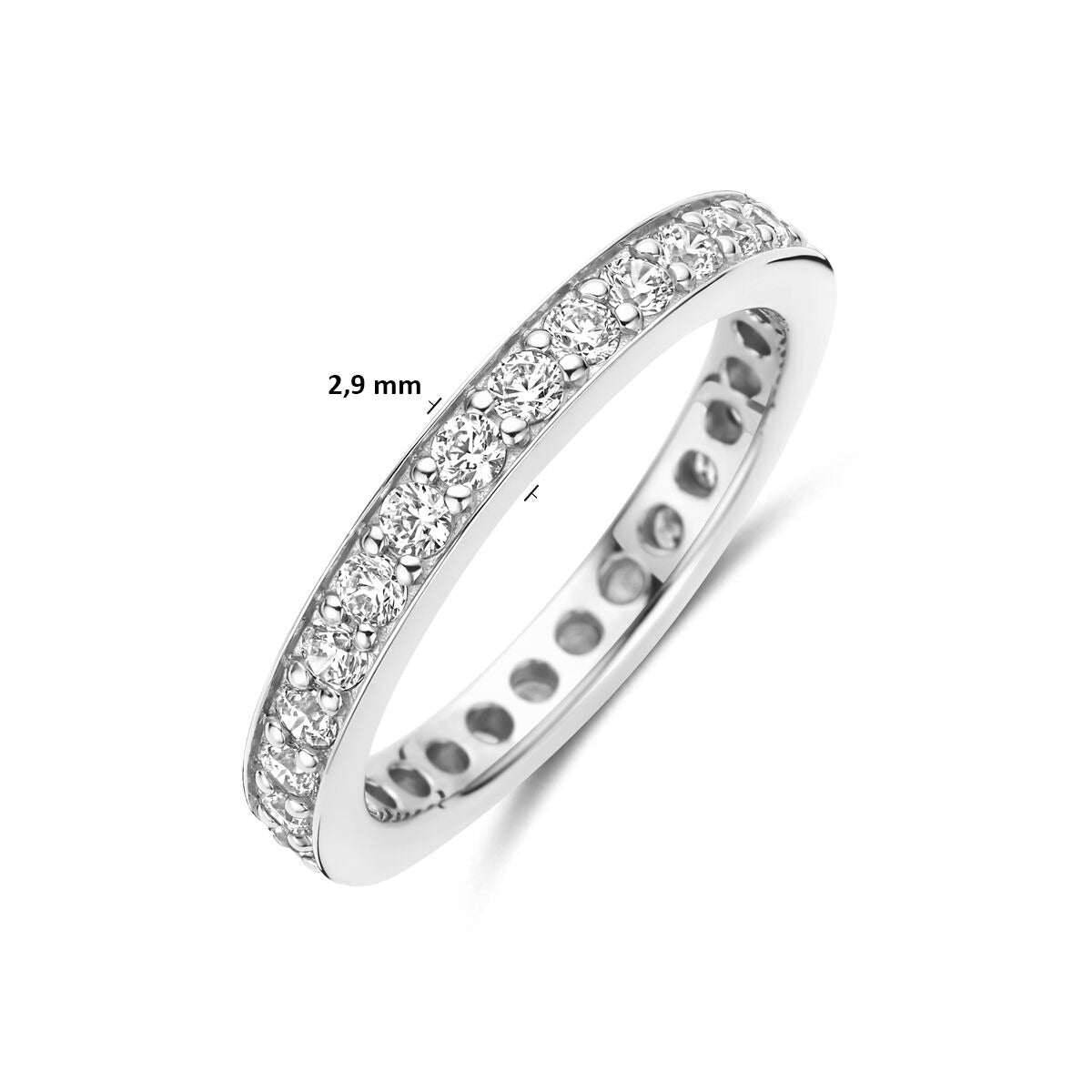 Anello in argento 925 rodiato con zircone 2,9 mm