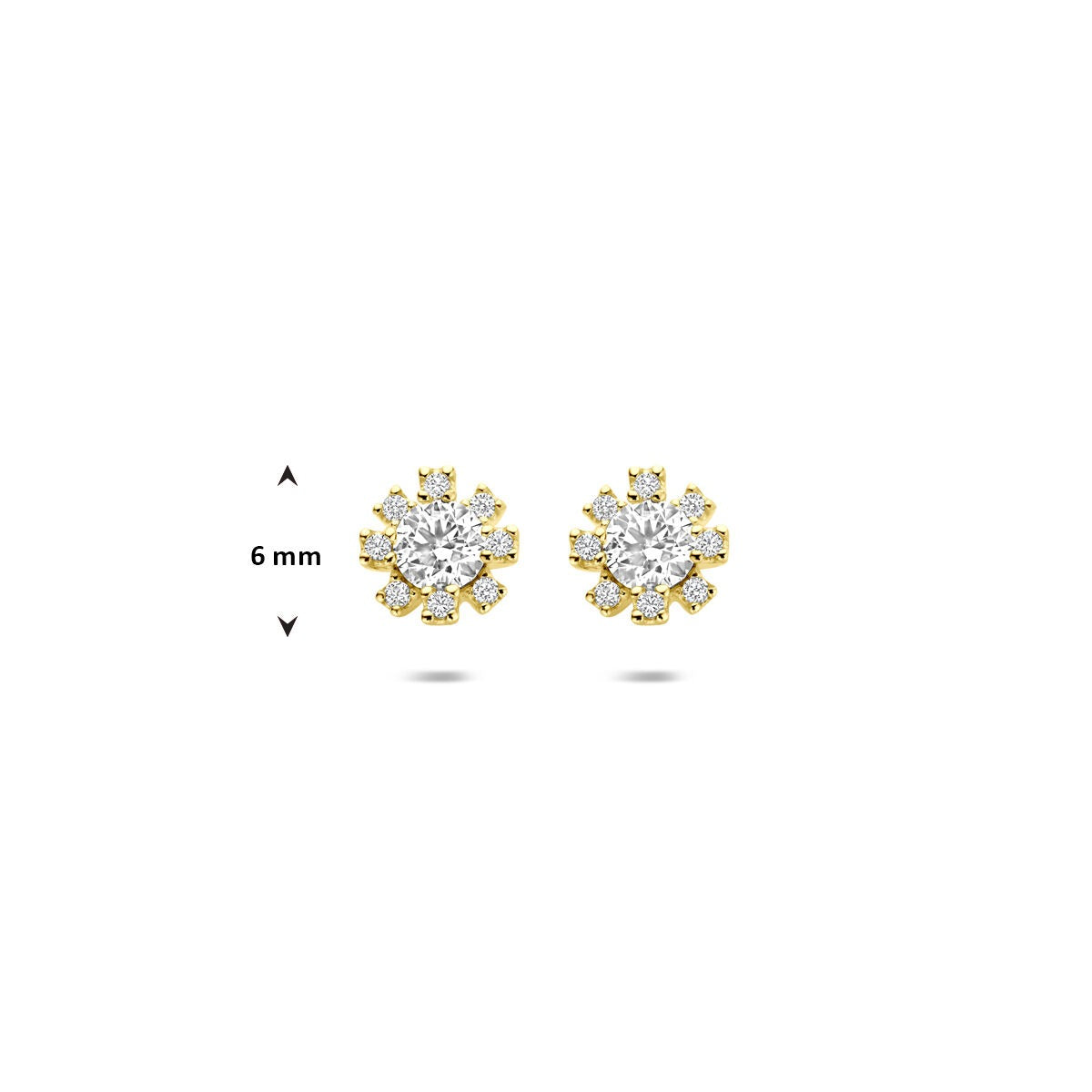 Orecchini a bottone in oro 14k con zirconi – montatura entourage