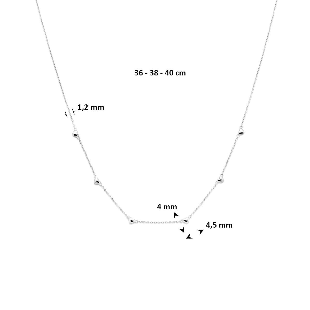 Collana per bambini in argento con cuoricini – collier rodiato