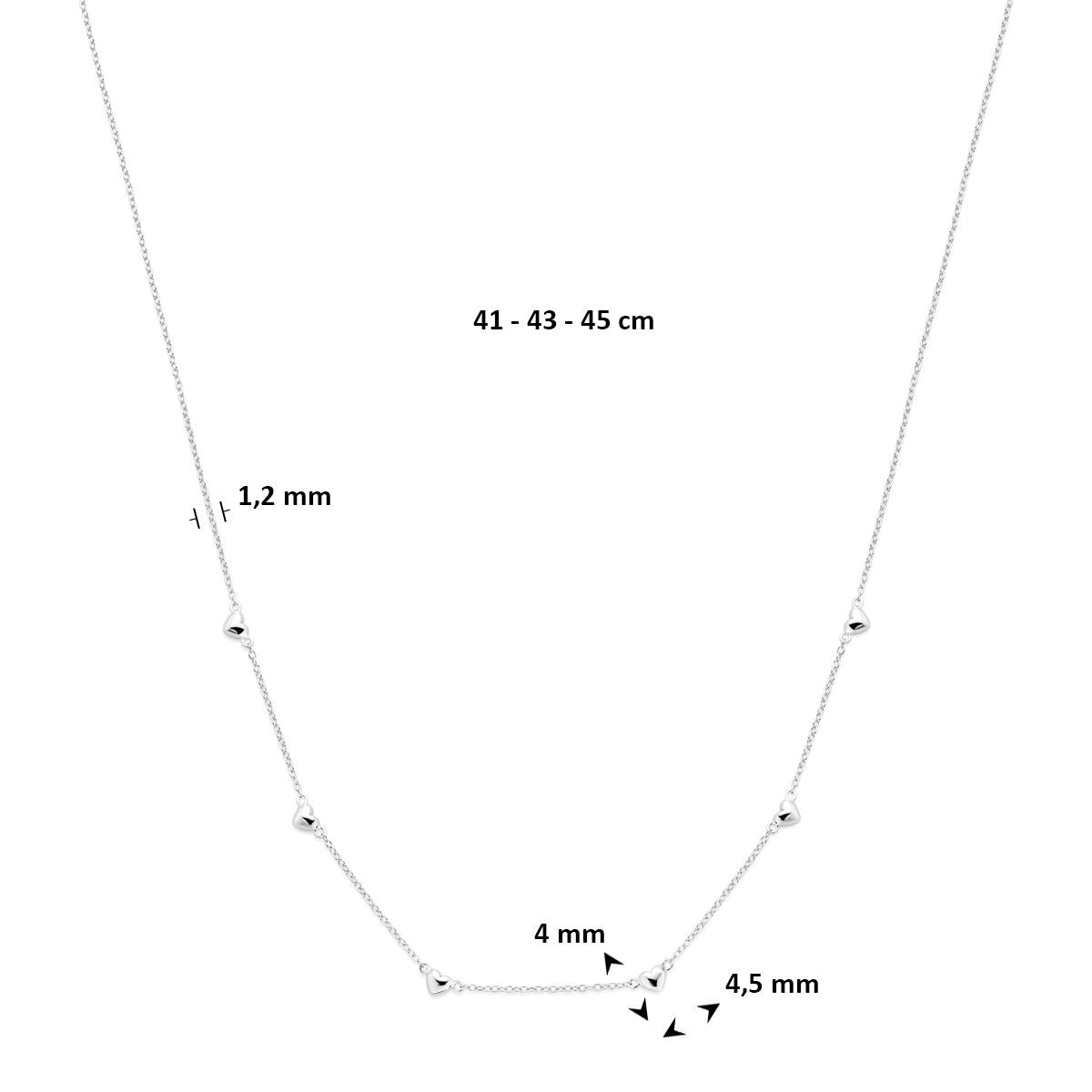 Collana da donna in argento con cuoricini – collana rodiata 45 cm