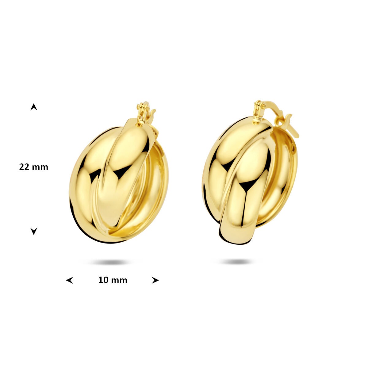Orecchini a cerchio in argento 925 dorato 22 x 10 mm