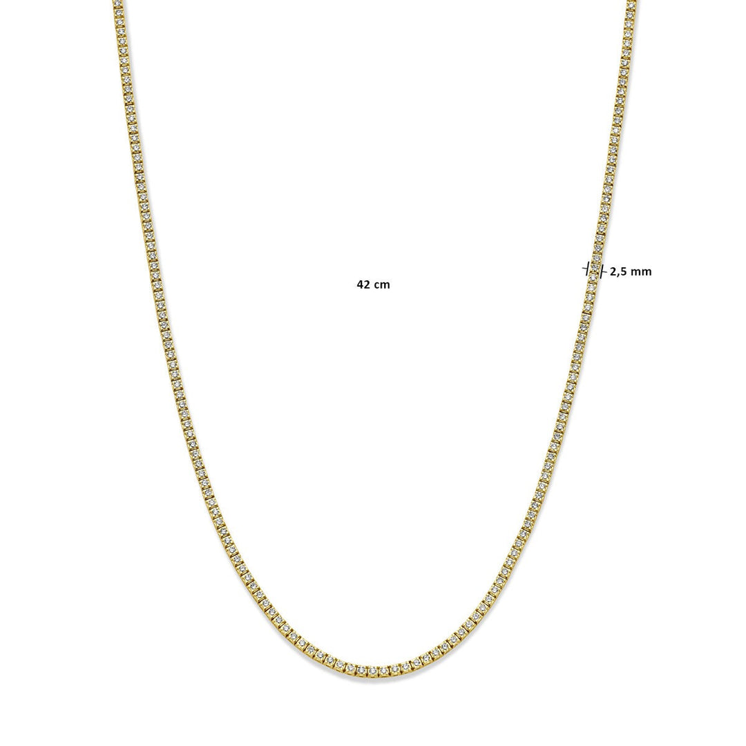 14k geelgouden tenniscollier met lab grown diamanten – 5.00ct