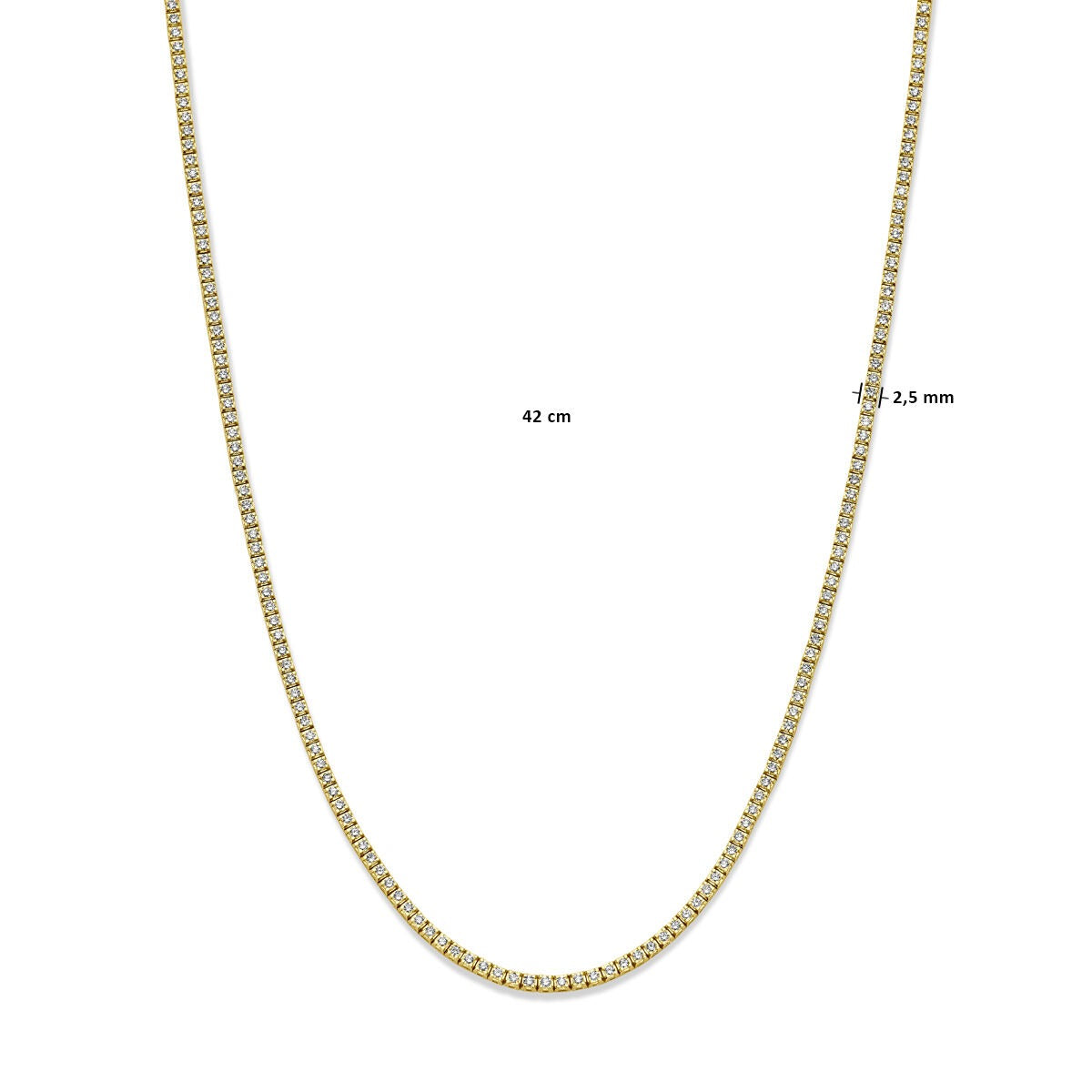 Tennis Collier in Oro Giallo 14k con Diamanti Coltivati in Laboratorio – 5.00ct