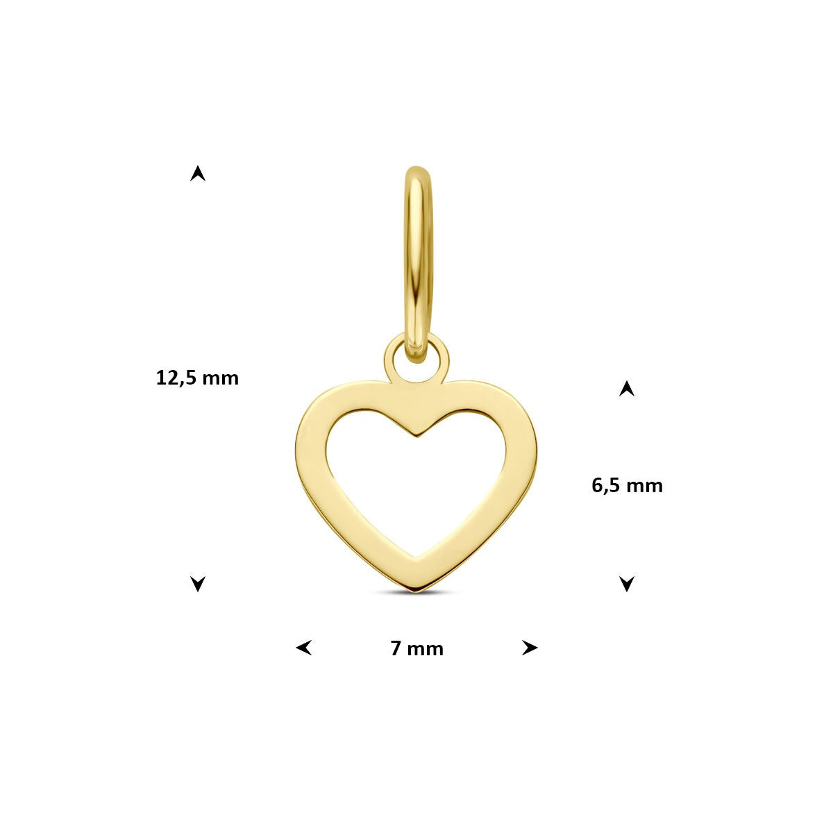 Ciondolo a cuore in oro giallo 14k