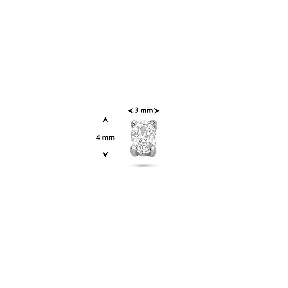 Piercing flat back in argento rodiato con zirconia ovale