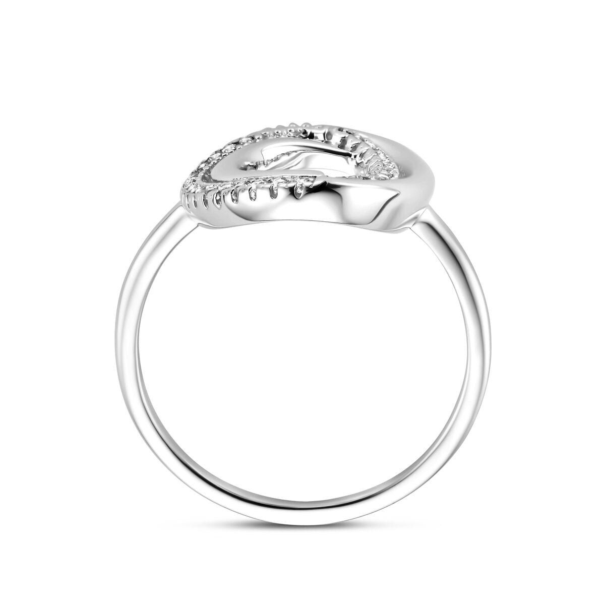 Anello da donna in argento con zirconi – design largo 16 mm