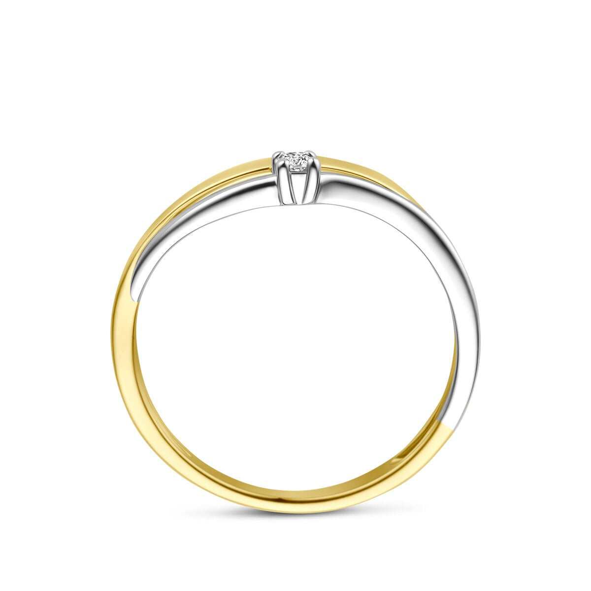 anello bicolore oro giallo e oro bianco 14K con diamante