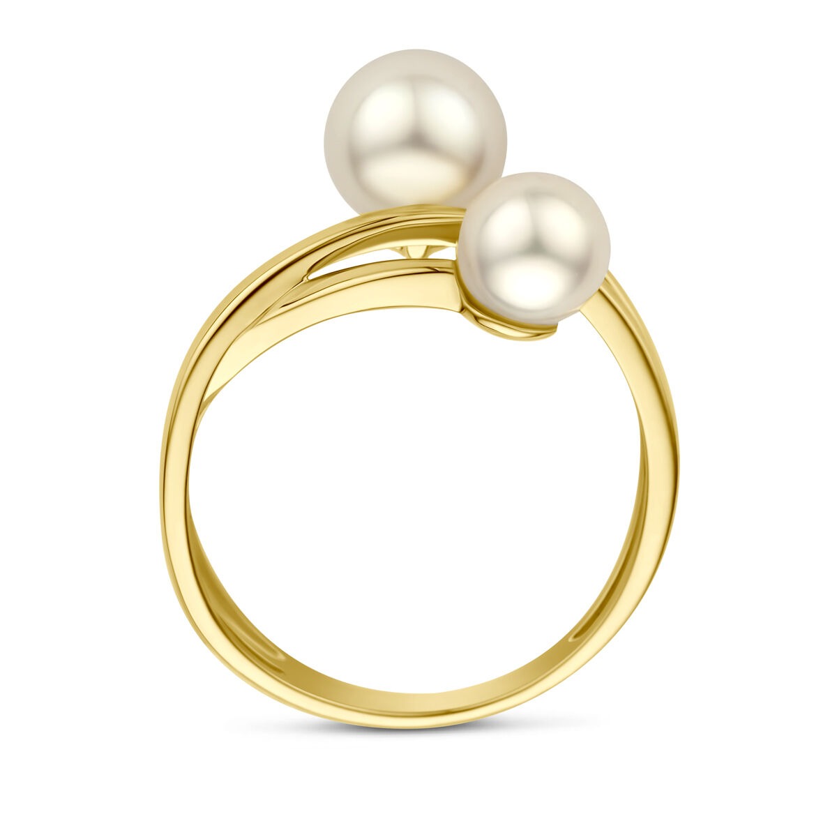Anello da donna in oro giallo 14k con perle
