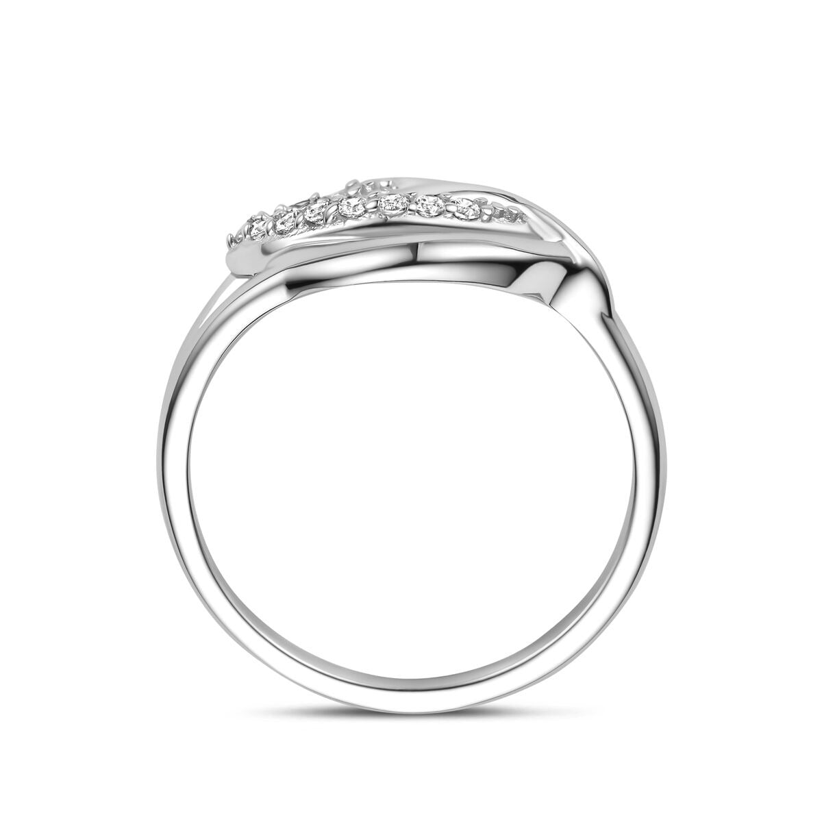 Anello da donna in argento con zirconi – largo 10 mm
