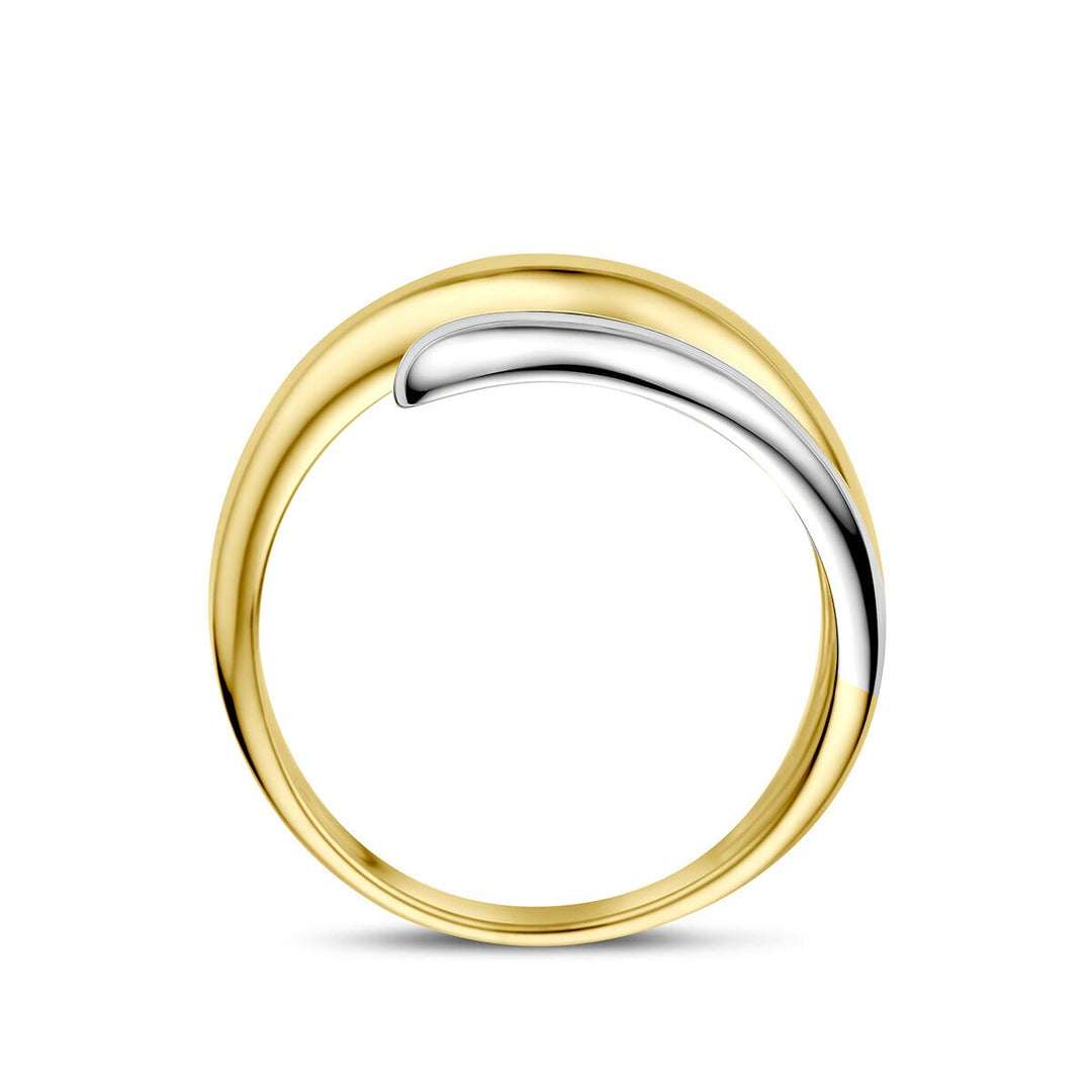 14k Bicolor geel- en witgouden ring
