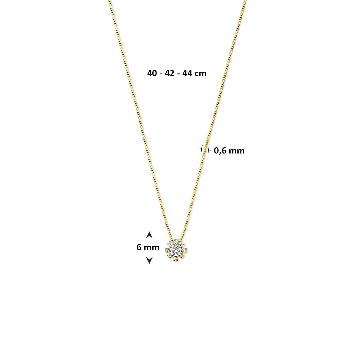 Collana in oro 14k con zirconi – montatura entourage