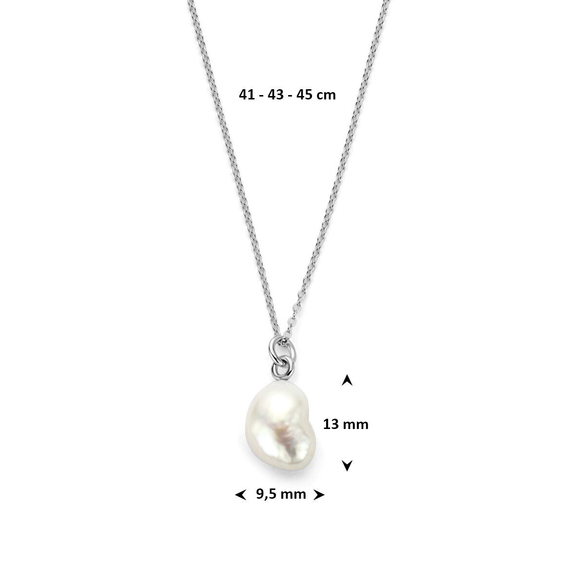 Collana in argento 925 rodiato con perla