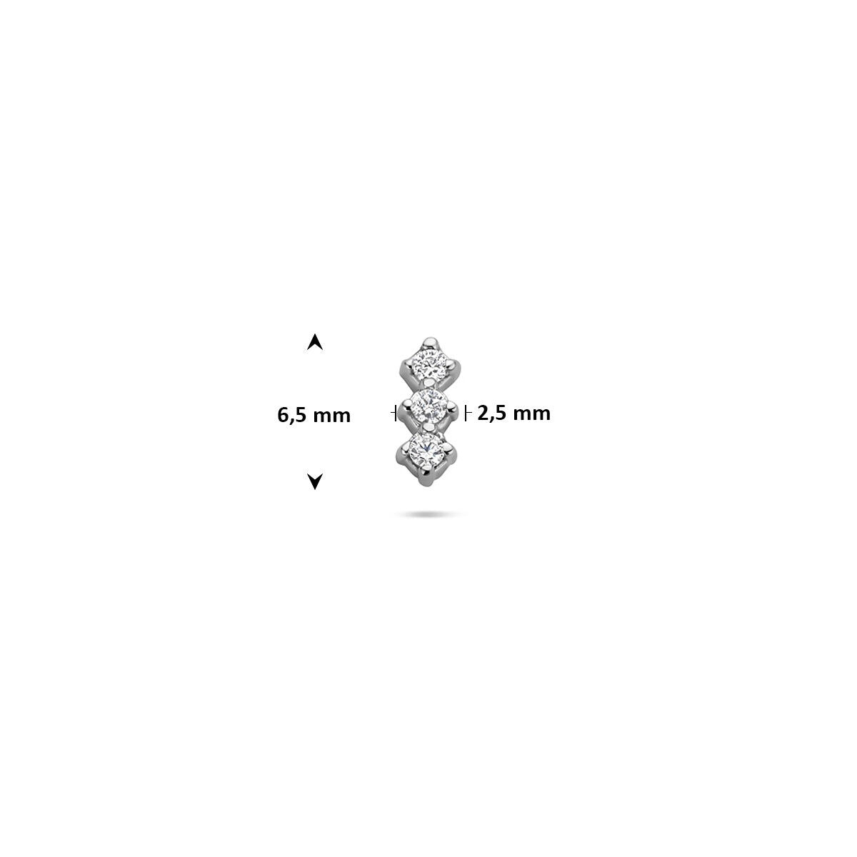 Piercing flat back in argento rodiato con zirconia a incastonatura a fila