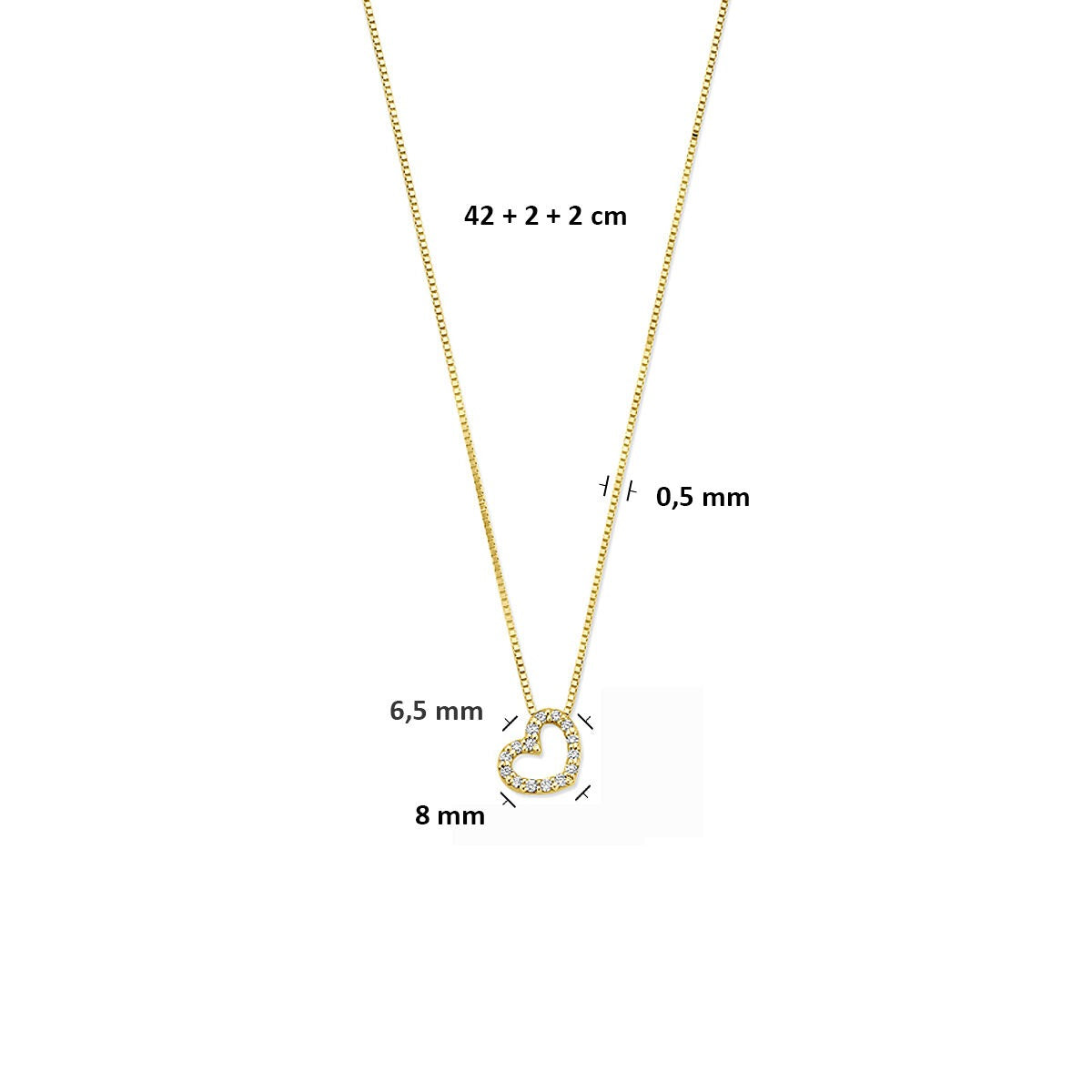 Collana in oro 14k con cuoricino e diamante lab grown