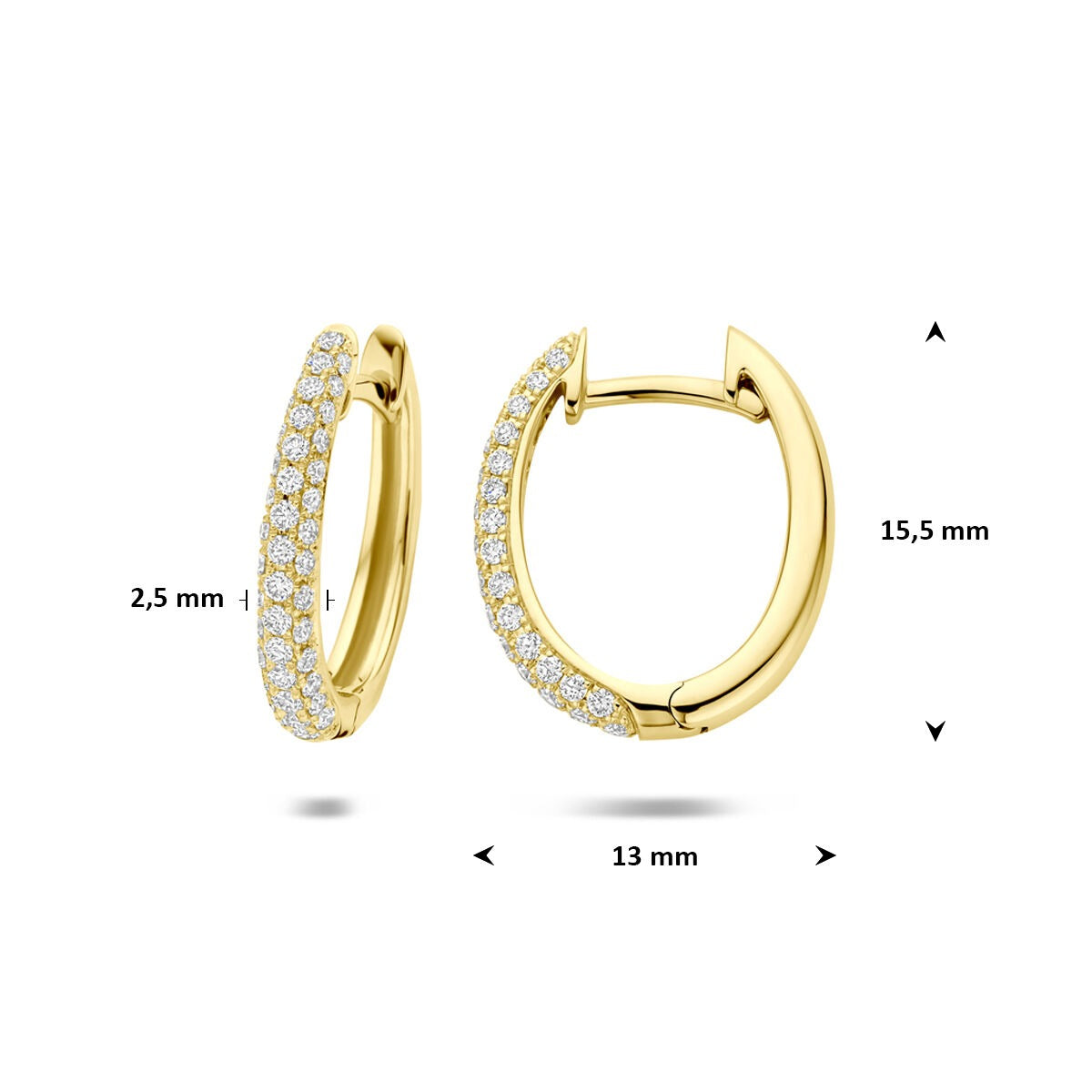 Orecchini a cerchio in oro 14k con diamante
