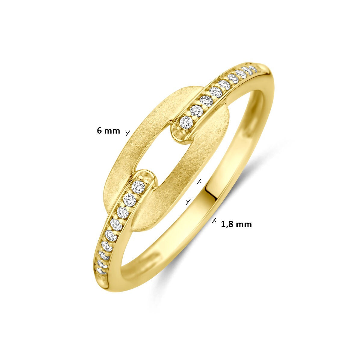 Anello da donna in oro giallo 14k con diamante 0.08ct h si