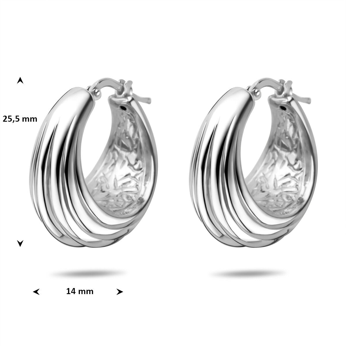 Orecchini a cerchio in argento 925 rodiato 25,5 x 14 mm Donna