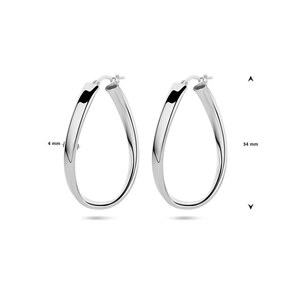 Orecchini a cerchio ritorti in argento rodiato 34 mm