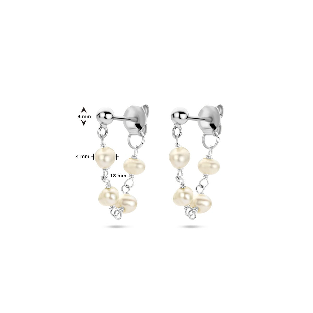Orecchini pendenti da donna in argento con perla – rodiato 18 mm