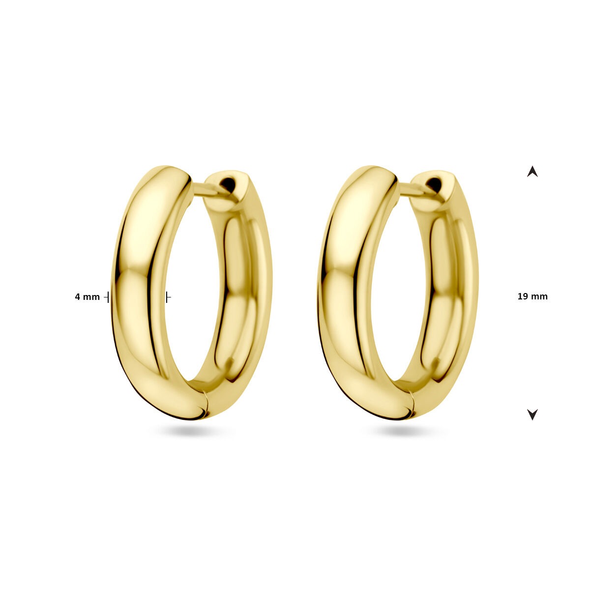 Orecchini a cerchio da donna in oro 14k con chiusura a scatto – 19 mm