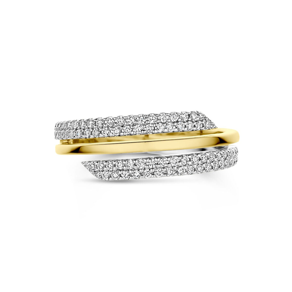 Anello in oro bicolore 14k con diamante 0.40ct