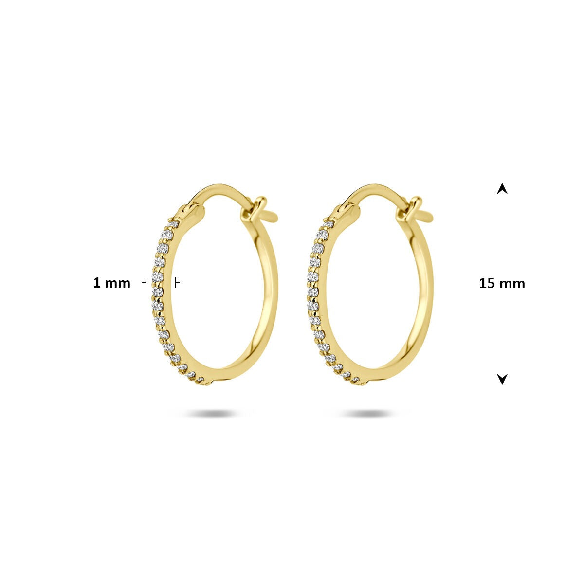 Orecchini a cerchio in oro giallo 14k con diamante lab grown 0,15 ct