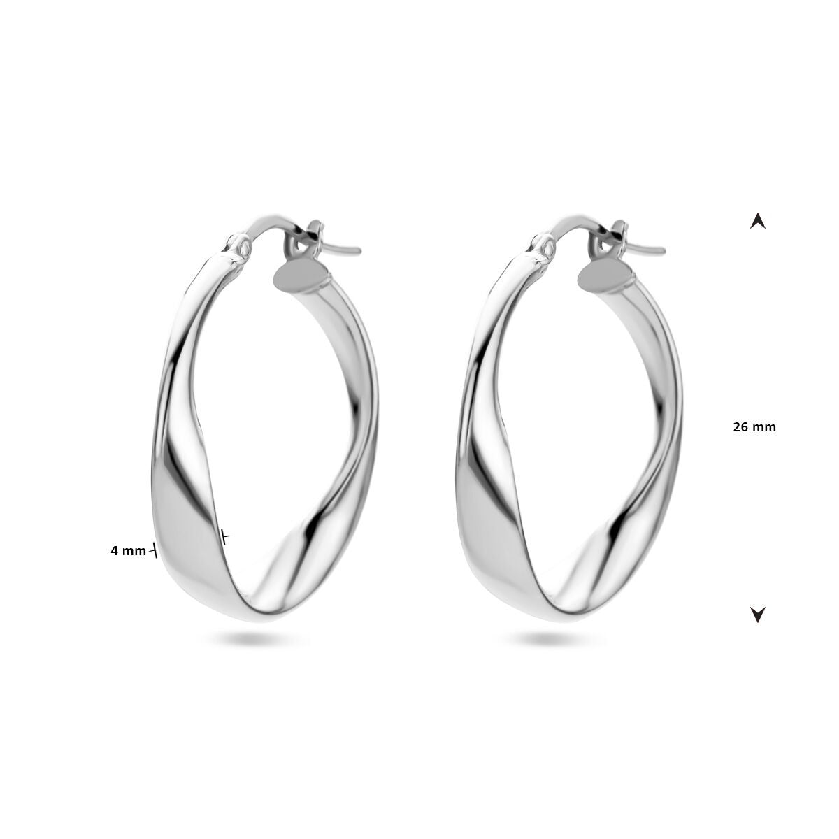 Orecchini a cerchio da donna in argento – rodiato 26 mm