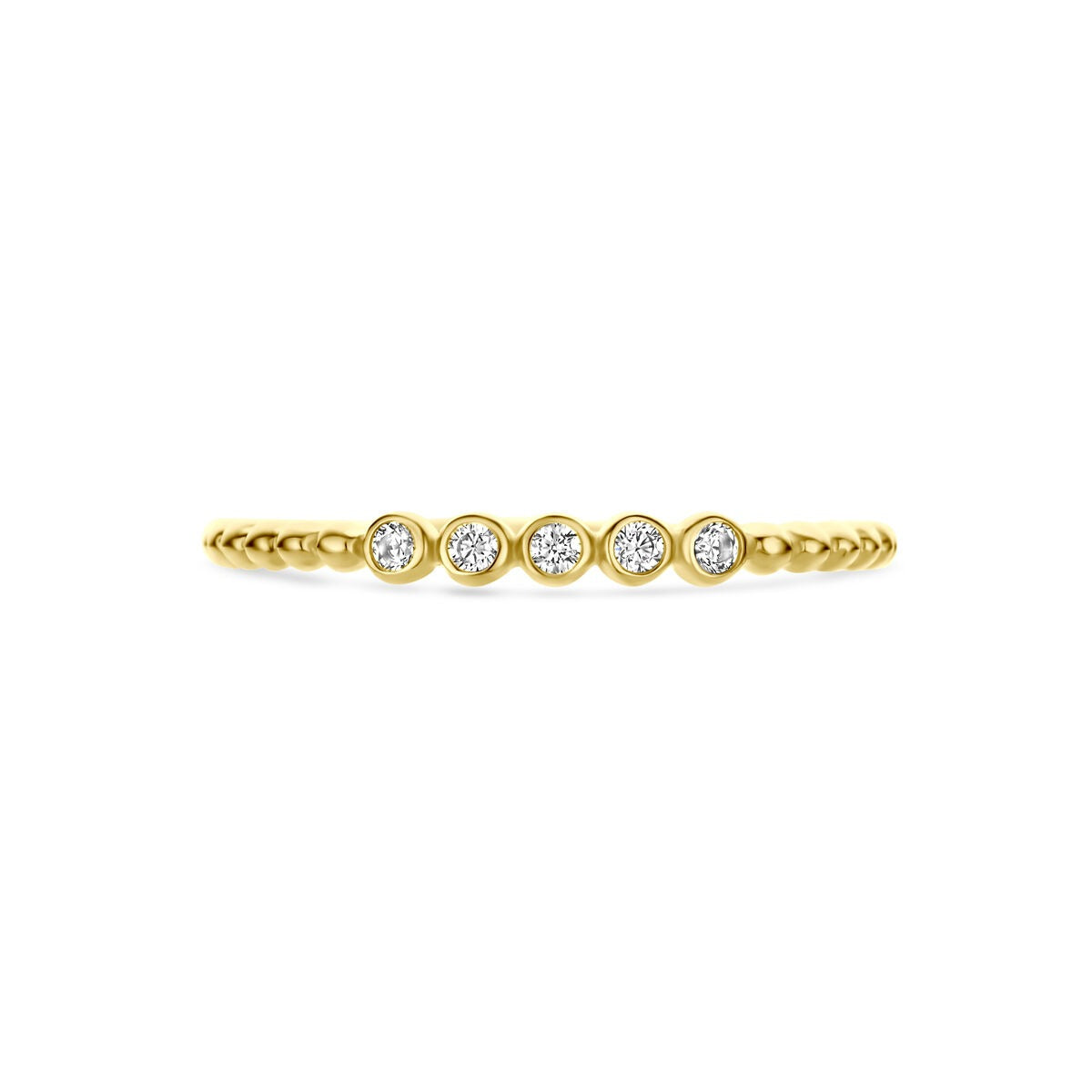 Anello in oro giallo 14k con zirconi entourage