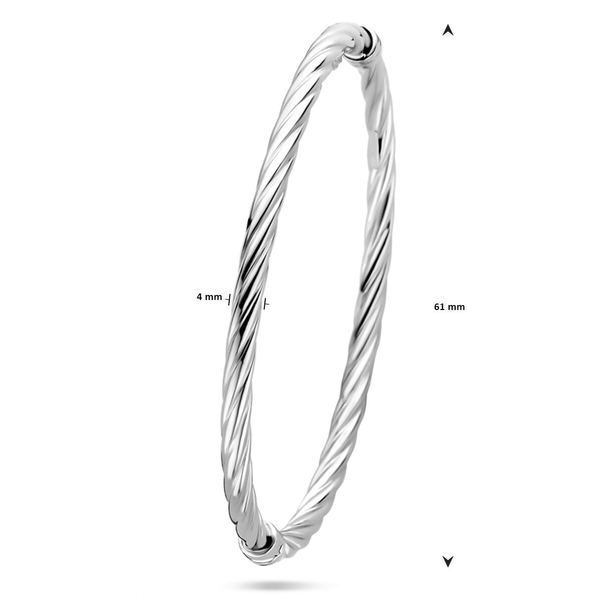 Bangle in argento con design ritorto – rodiato 925, diametro 61 mm