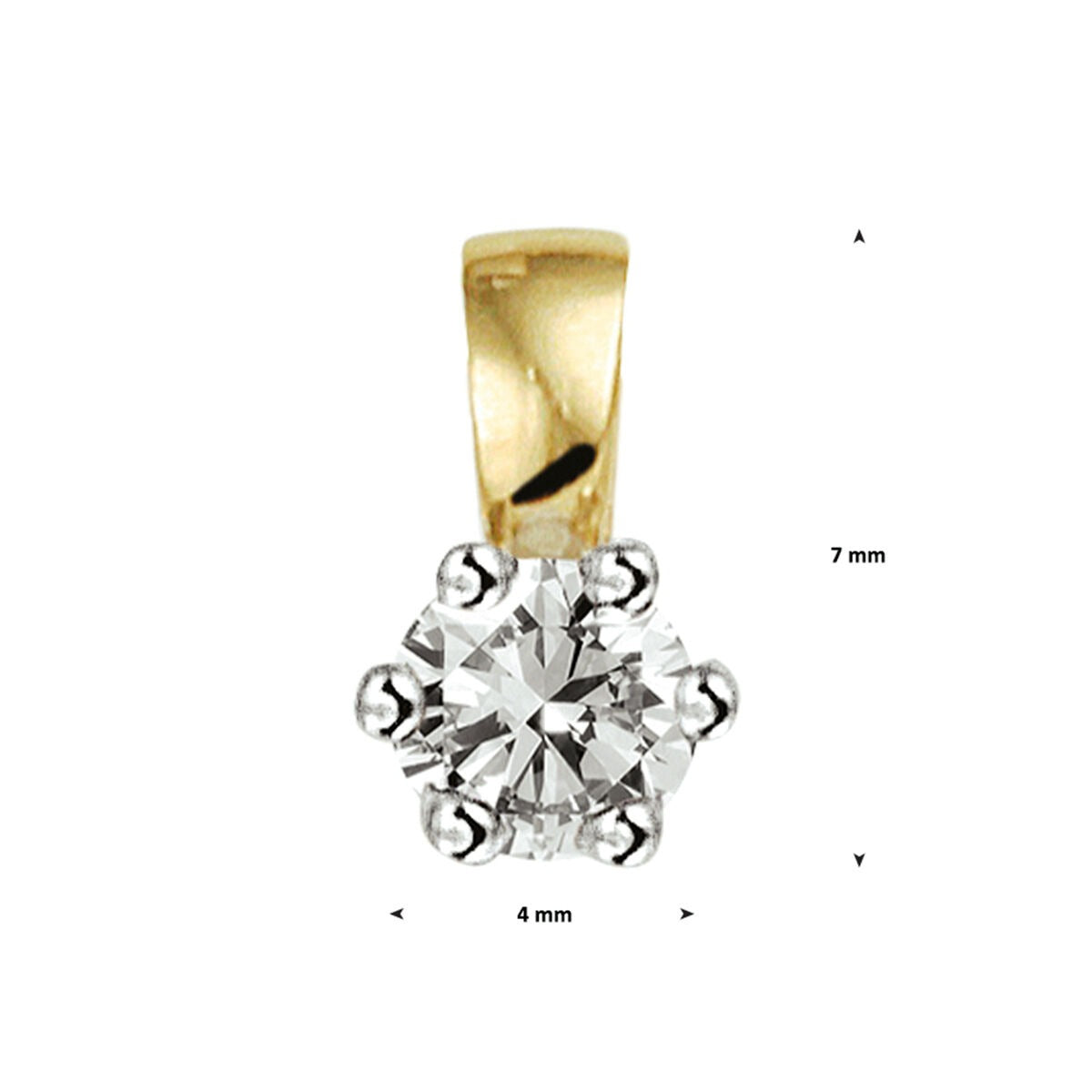 ciondolo in oro bicolore 14k con diamante – oro giallo e bianco