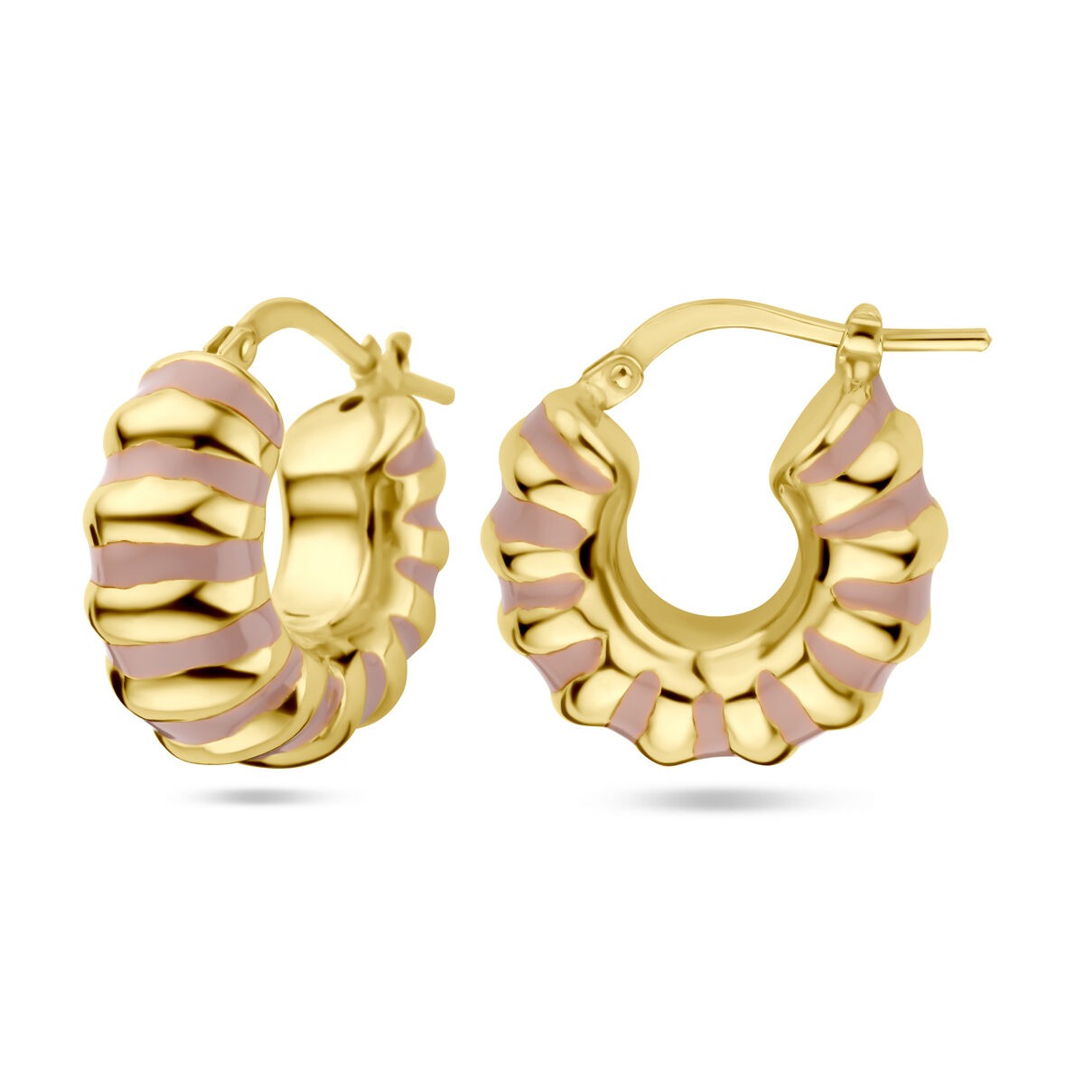 Cerchi in argento dorati in oro giallo con smalto rosa