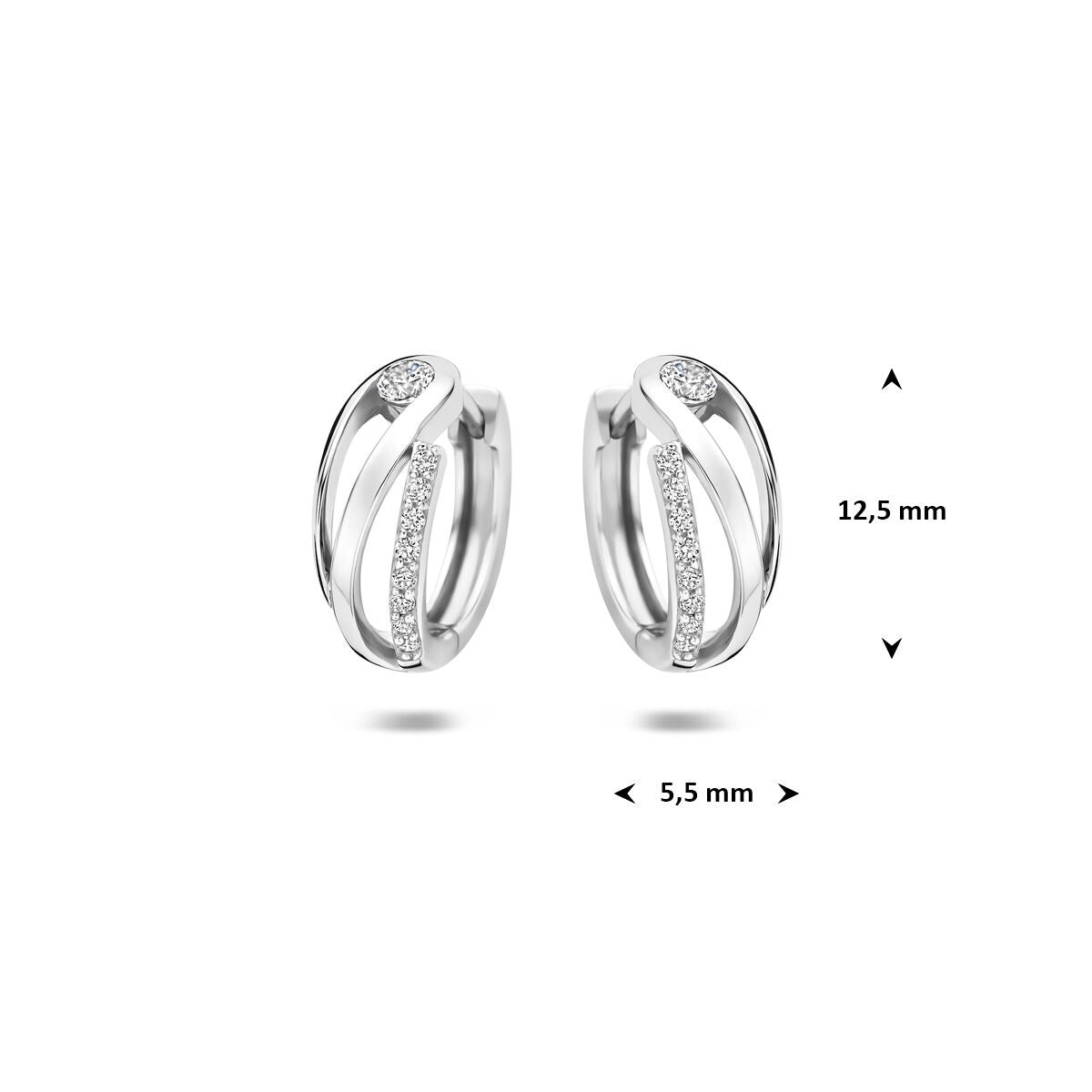 Orecchini a cerchio in argento con zirconia – rodiati 925