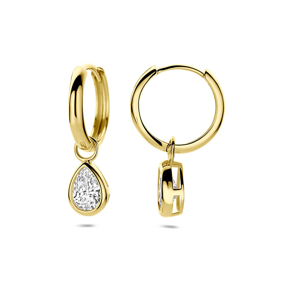Orecchini a cerchio in oro con zircone – 9k color oro giallo