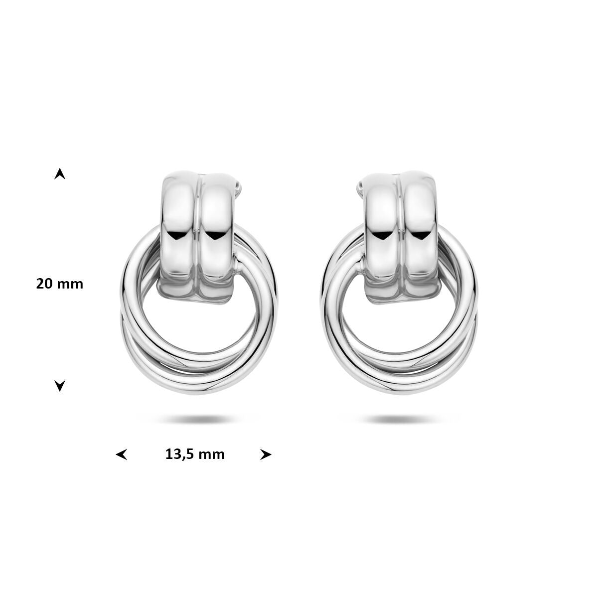 Orecchini a bottone in argento 925 rodiato 20 x 13.5 mm