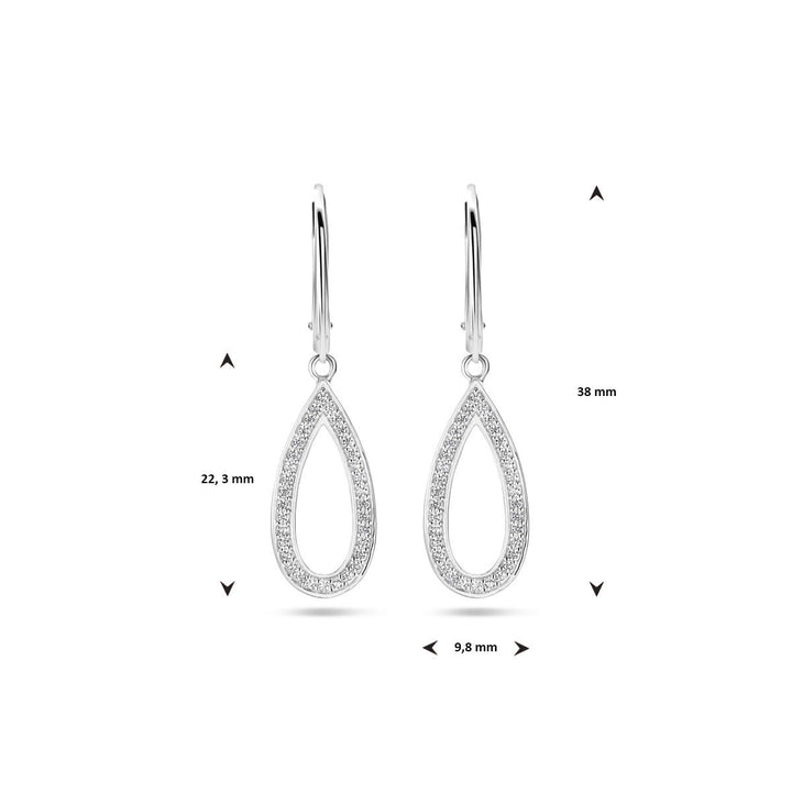 Zilveren oorhangers met zirkonia – gerhodineerd 925