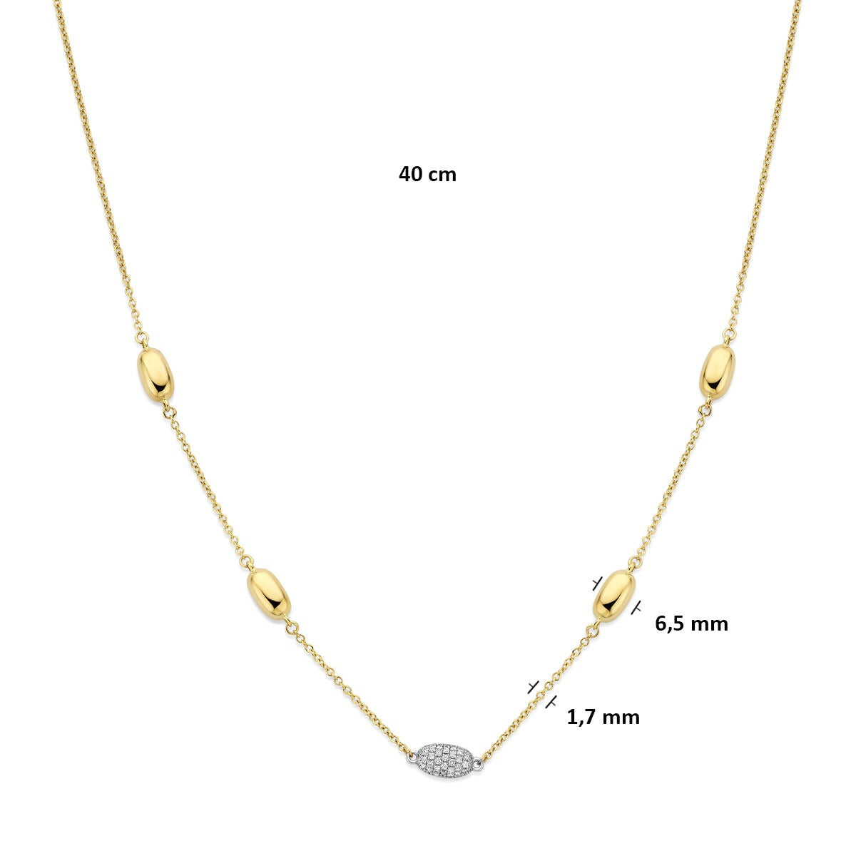 Collana in oro bicolore 14k con diamante 0.80ct