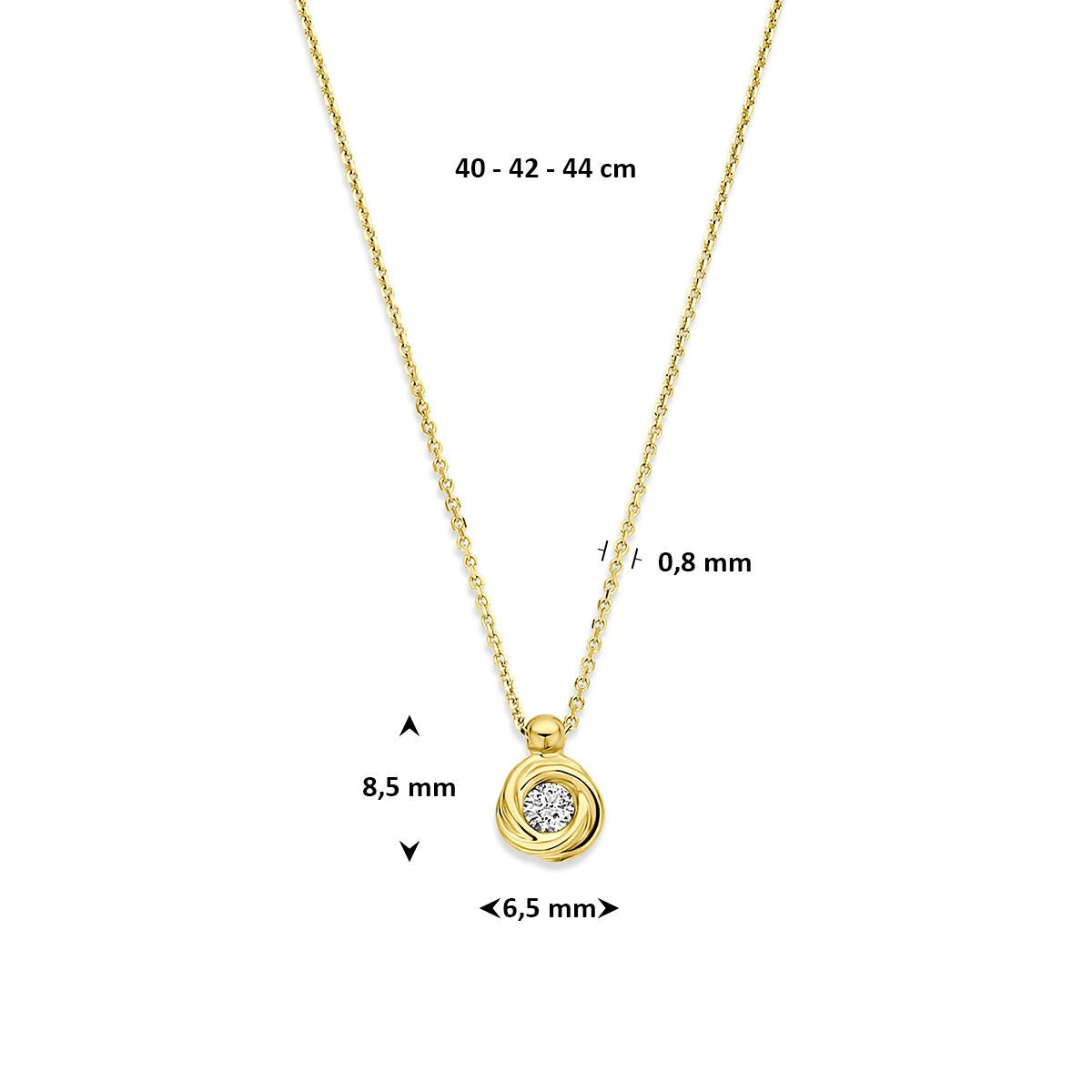 Collana in oro giallo 14k con diamante lab grown