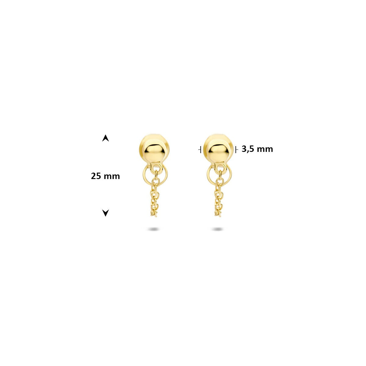 Orecchini pendenti in argento dorato con sfera – argento 925