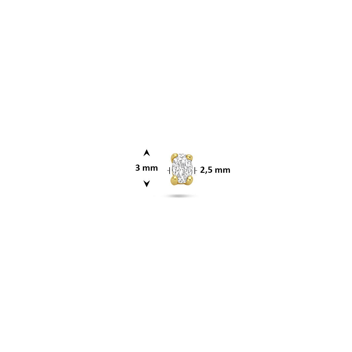 Piercing flat back in argento 925 dorato con zircone ovale
