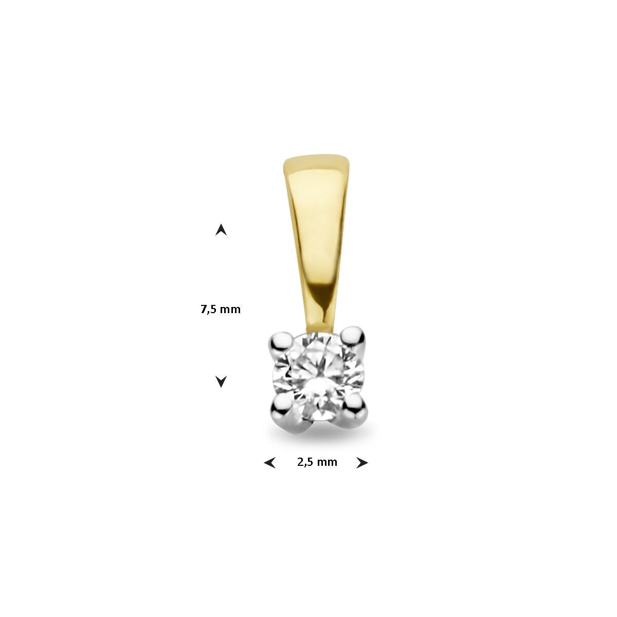 Ciondolo in oro bicolore 14k con diamante