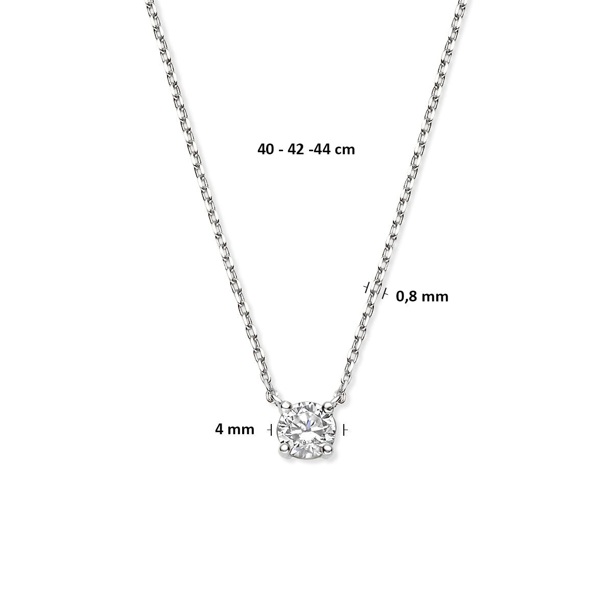 collana in oro bianco 14k con zircone – maglia ad ancora