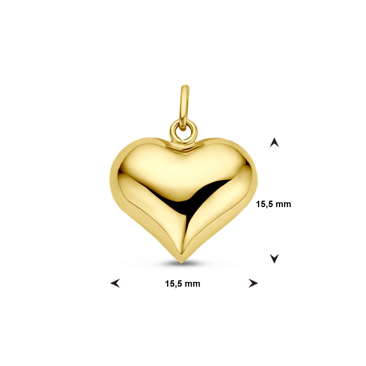 Ciondolo in Oro Giallo 14K con Cuore – Altezza 19,5mm