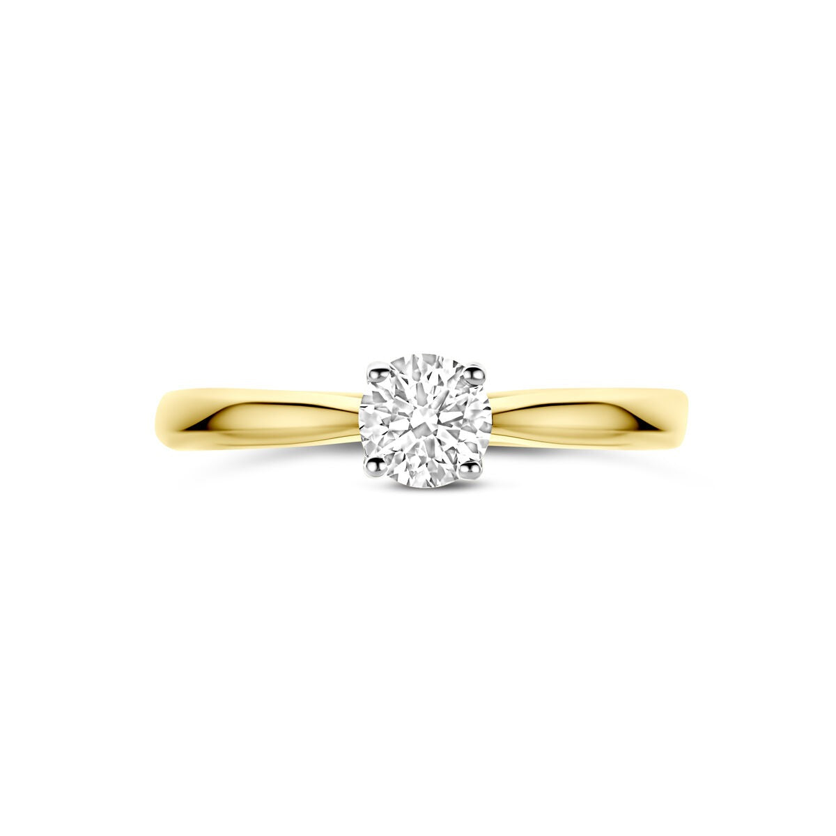 Anello bicolore in oro giallo e bianco 14k con diamante lab grown da 0,50 ct