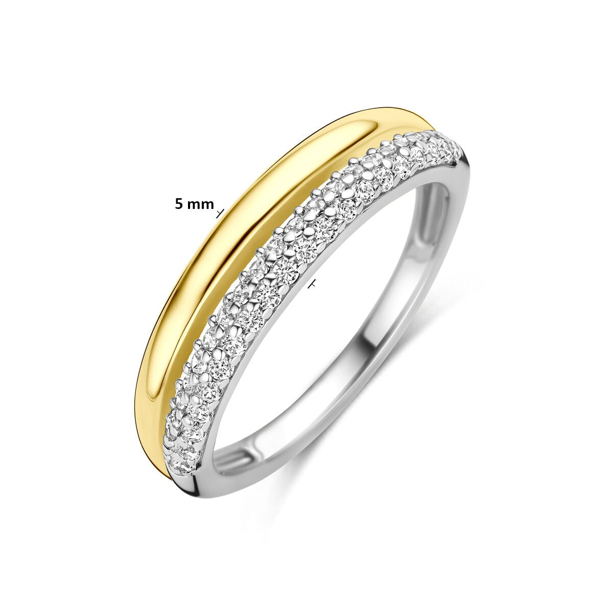 Anello in argento dorato e rodiato con zirconia