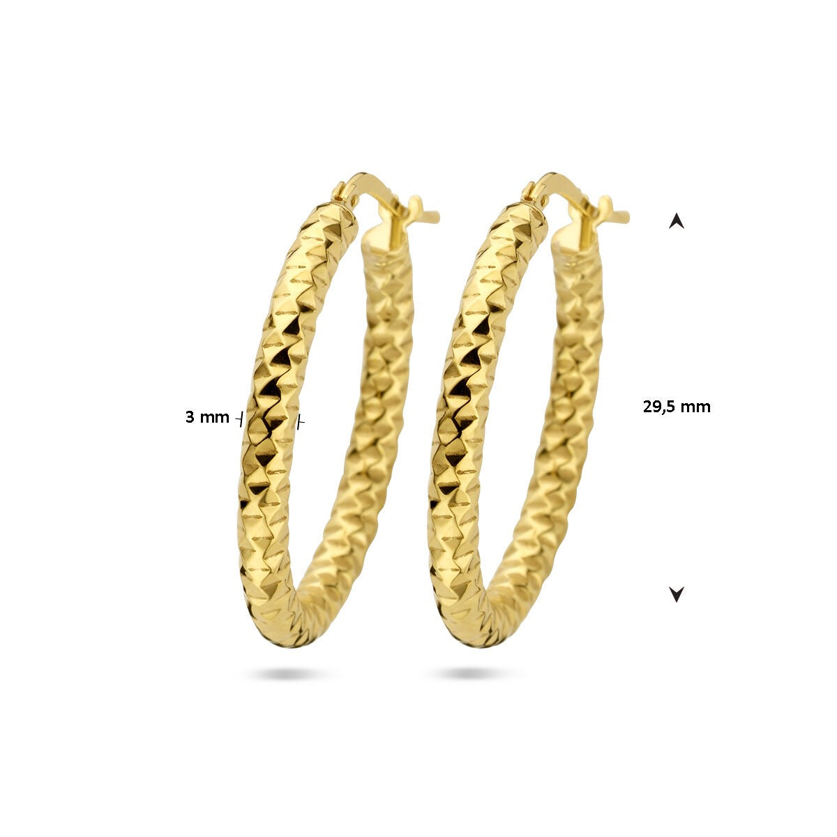 Orecchini a cerchio in argento placcato oro – Altezza 29,5 mm