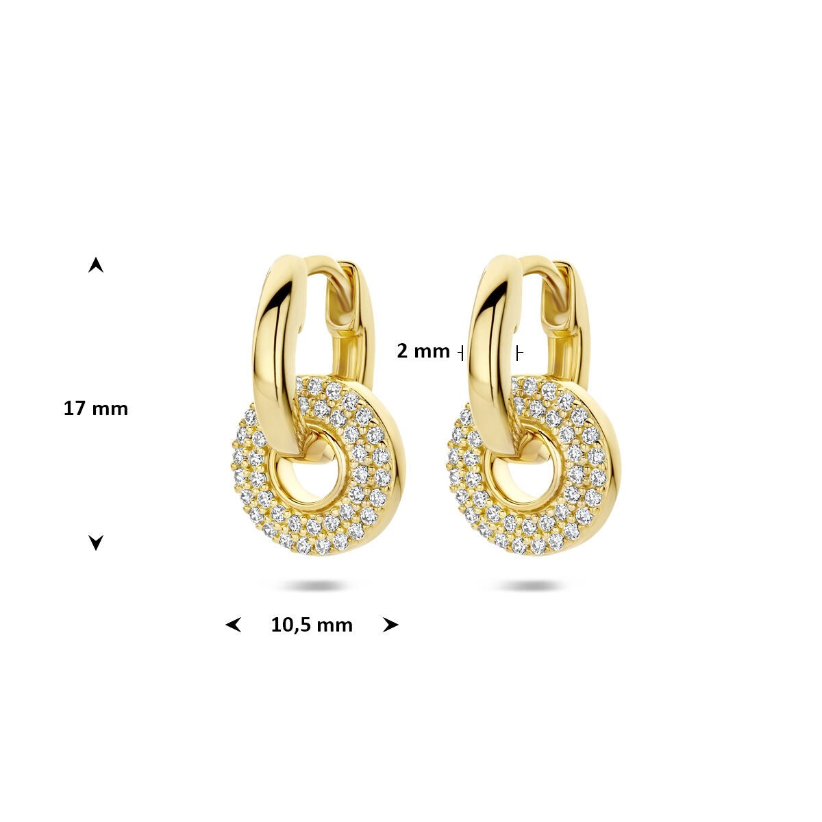 Orecchini a cerchio in argento dorato con zircone
