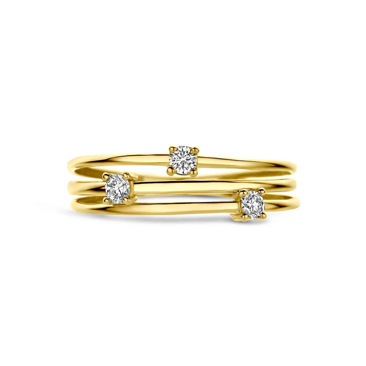 Anello in oro giallo 14k con diamanti lab grown