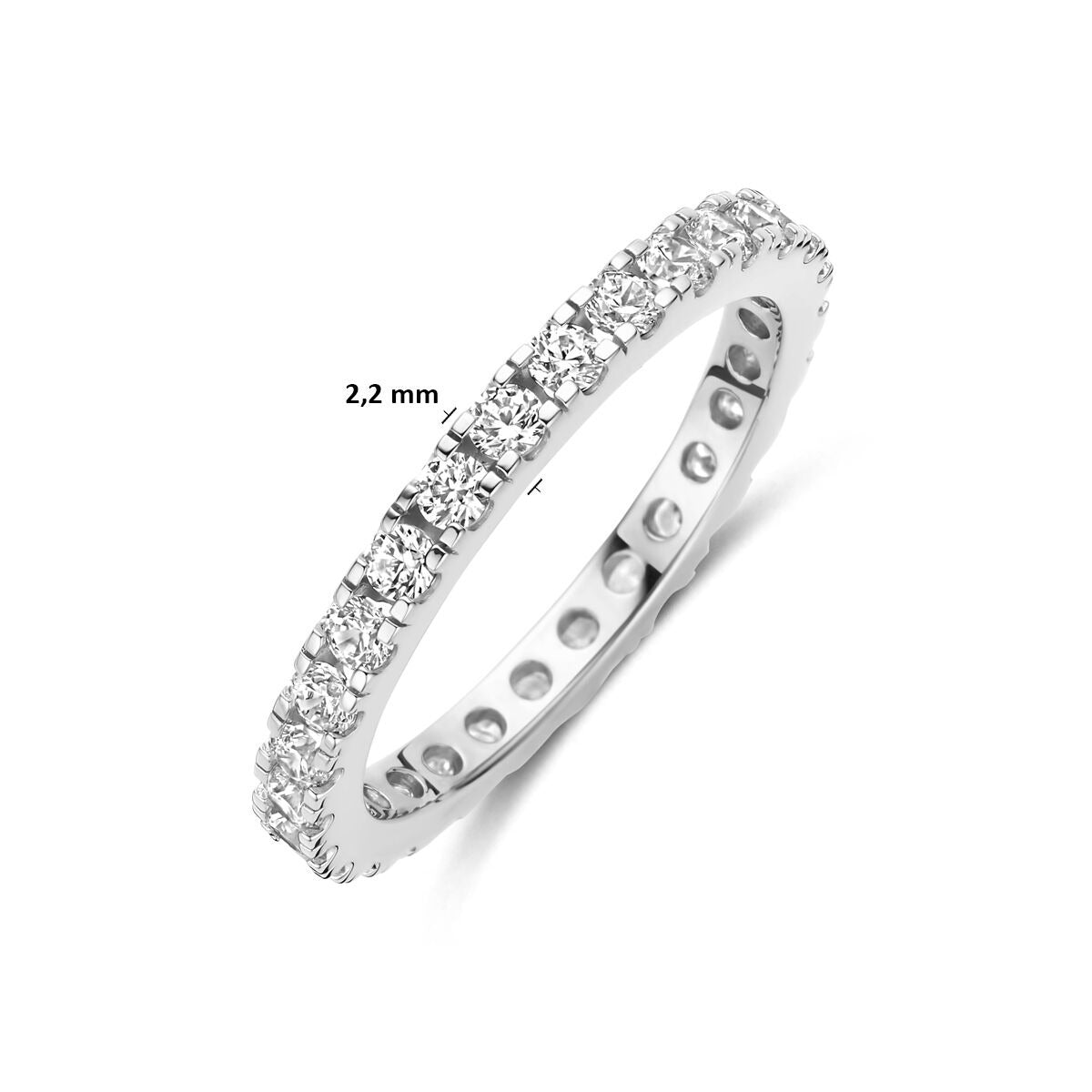 Anello in argento 925 rodiato con zircone 2.2 mm