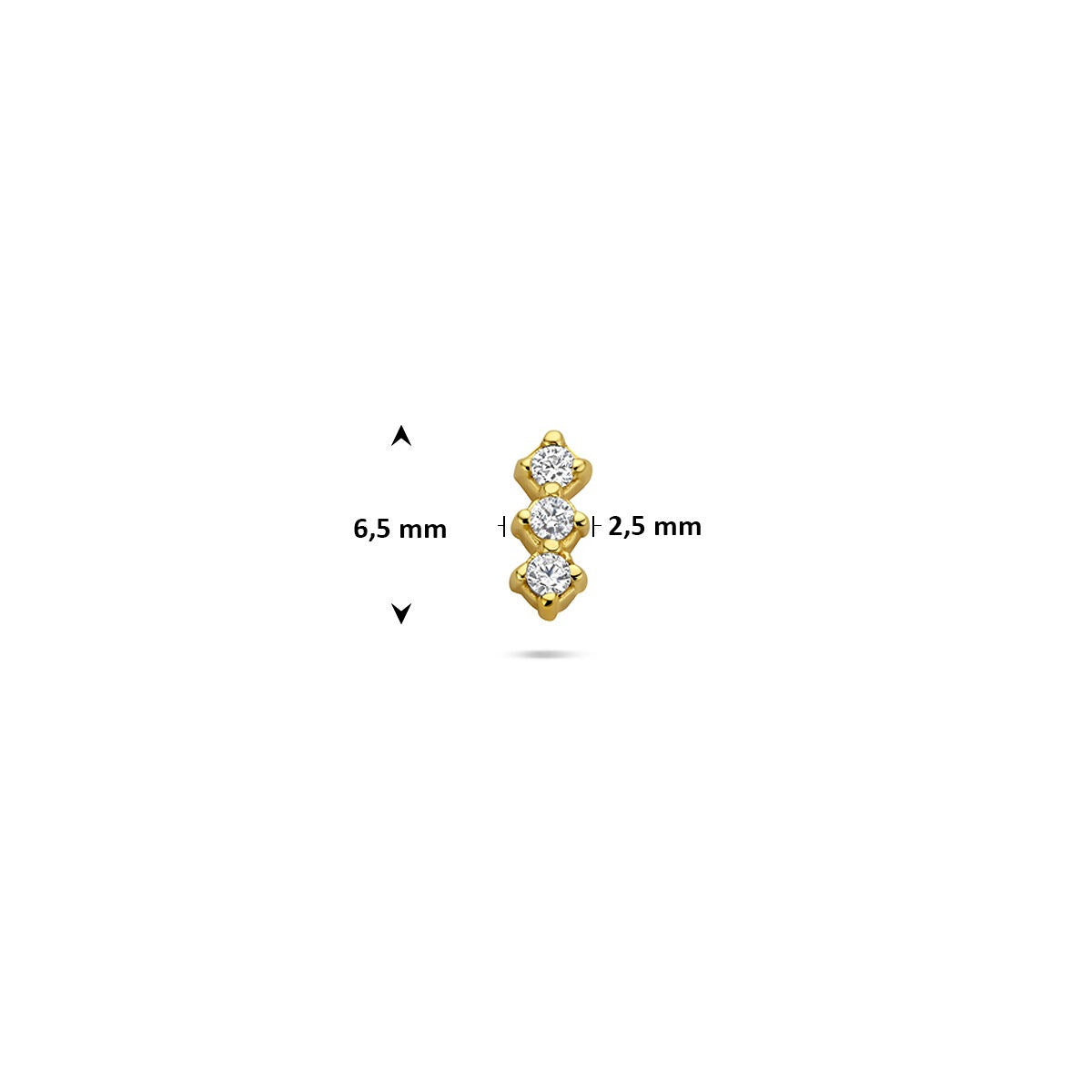 Piercing flat back in argento 925 dorato con fila di zirconi